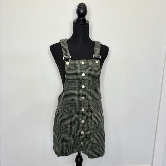 Forever21 Green Cotton Sleeveless Overall Dress with Pockets - Picture 1 of 7